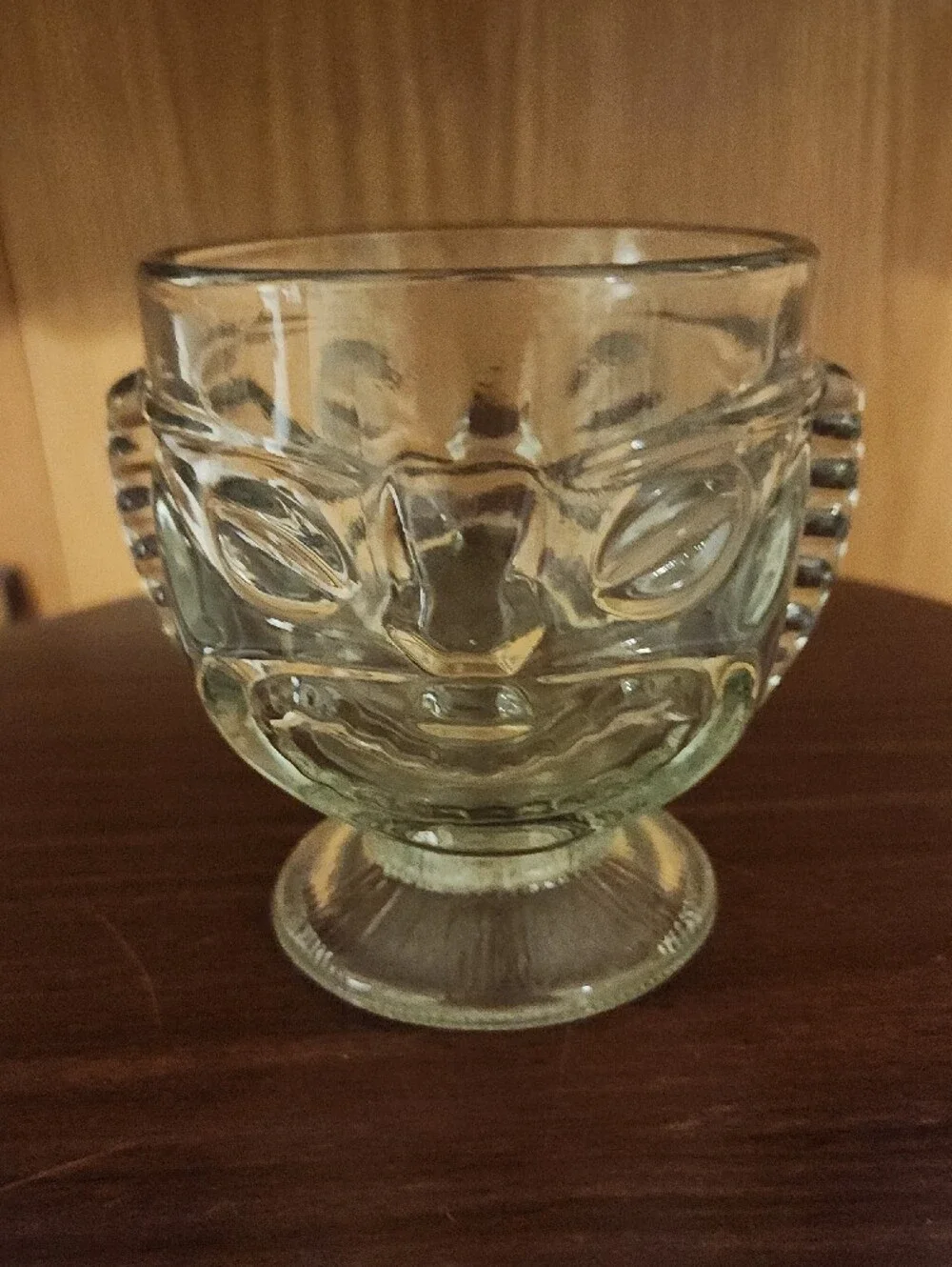 Clear Glass Tiki Face Pedestal Cup - Home Accents